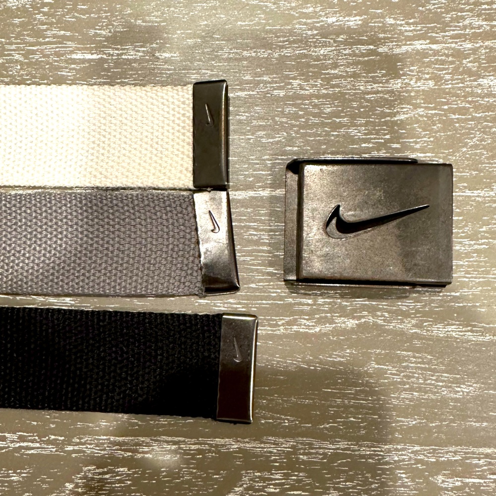 Nike Golf 3-In-1 Web Pack Belts, One Size Up To 42, Black, Gray, white